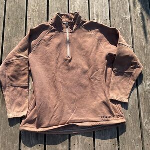 Y2K Nike brown fleece pullover 3/4 quarter zip sweater silver tag
